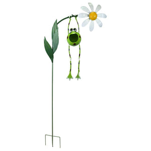 51" Green Frog Flower Lawn Stake 1