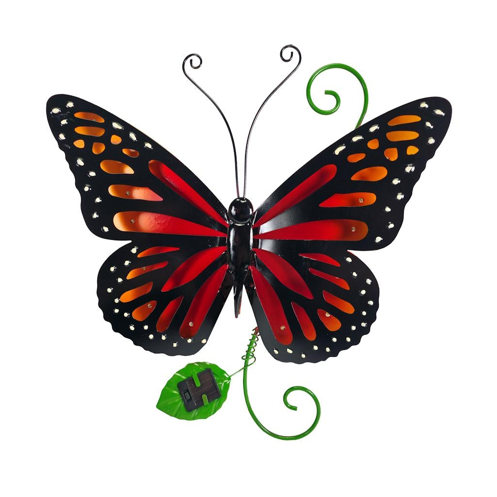 17" Orange Butterfly Solar Decor 1