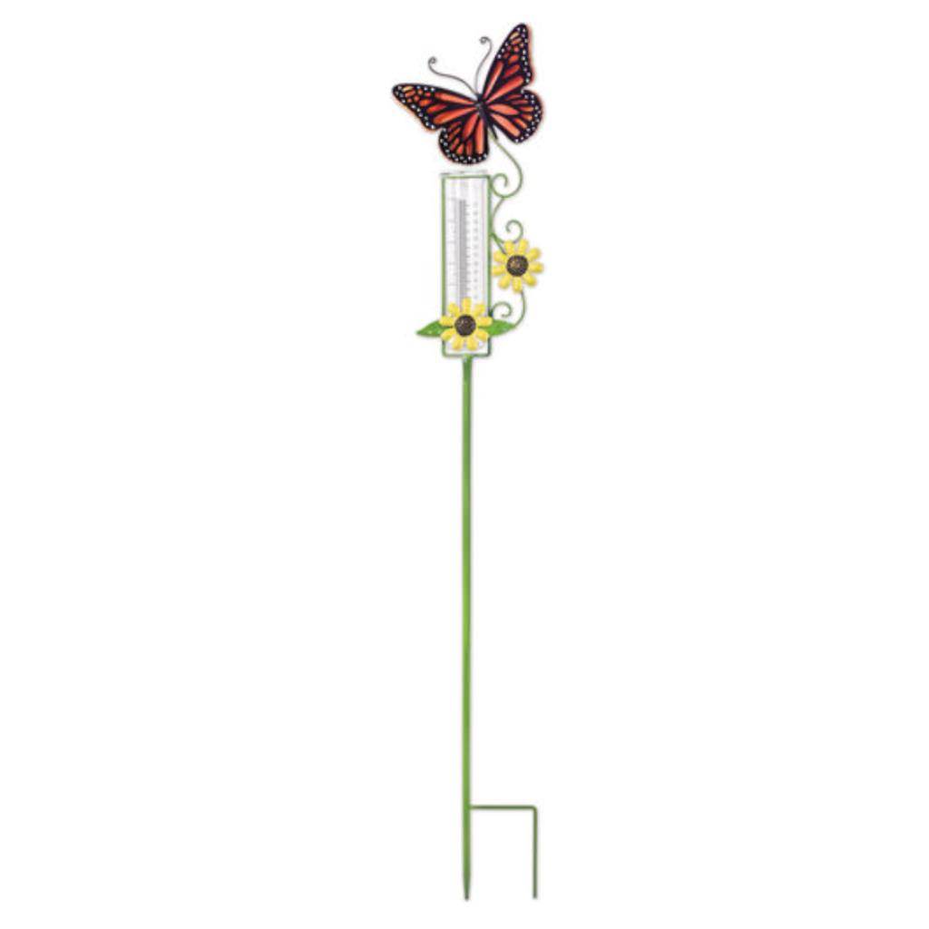 46" Orange Butterfly Rain Gauge Lawn Stake 1