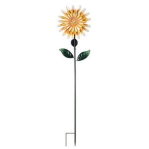 57" Yellow Fiber Optic Flower Solar Lawn Stake 1