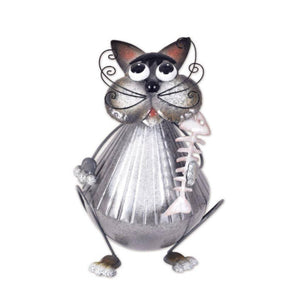 13" Gray Fishbone Cat Tabletop 1