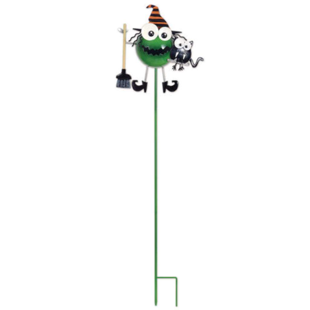 40" Green Witch with Cat Lawn Stake 1