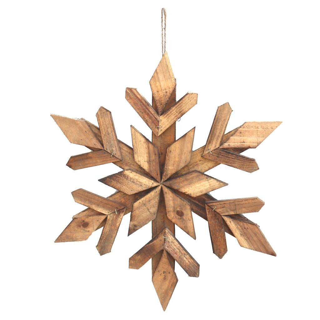 18" Brown Wood Snowflake Sunset Vista Designs Wall Decor 1
