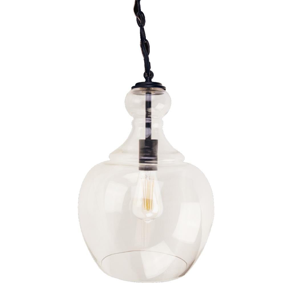 1 Light Black Clear Glass Bell Shade Vintage Pendant Light Fixture 1