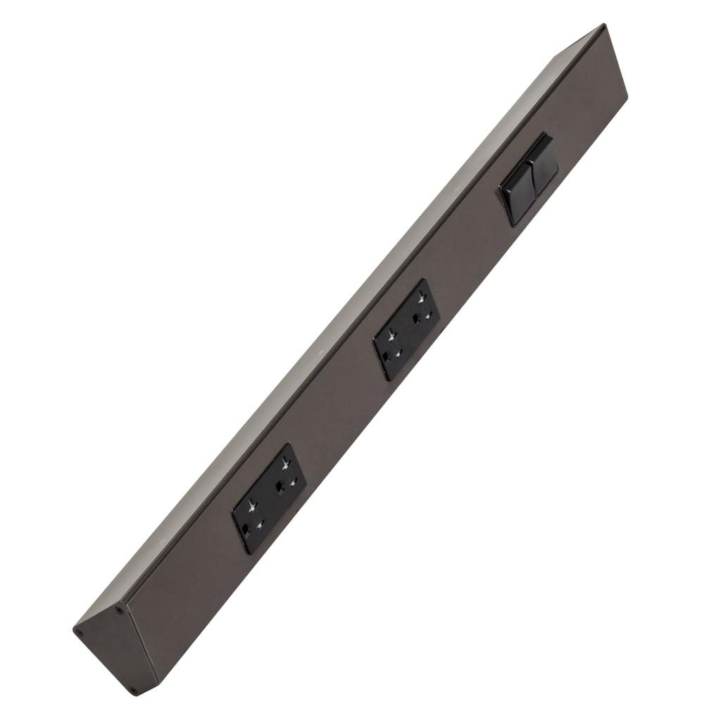 24" 20 amp 120 volt Bronze 2 Single Pole Switch/Receptacle Combination Power Strip 1