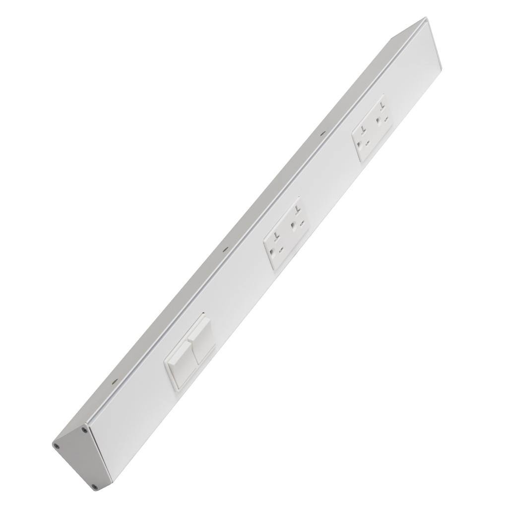 24" 20 amp 120 volt White 2 Single Pole Switch/Receptacle Combination Power Strip 1