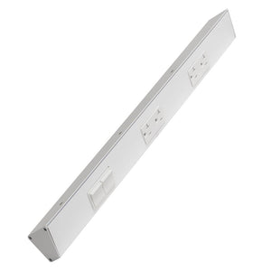 24" 20 amp 120 volt White 2 Single Pole Switch/Receptacle Combination Power Strip 1