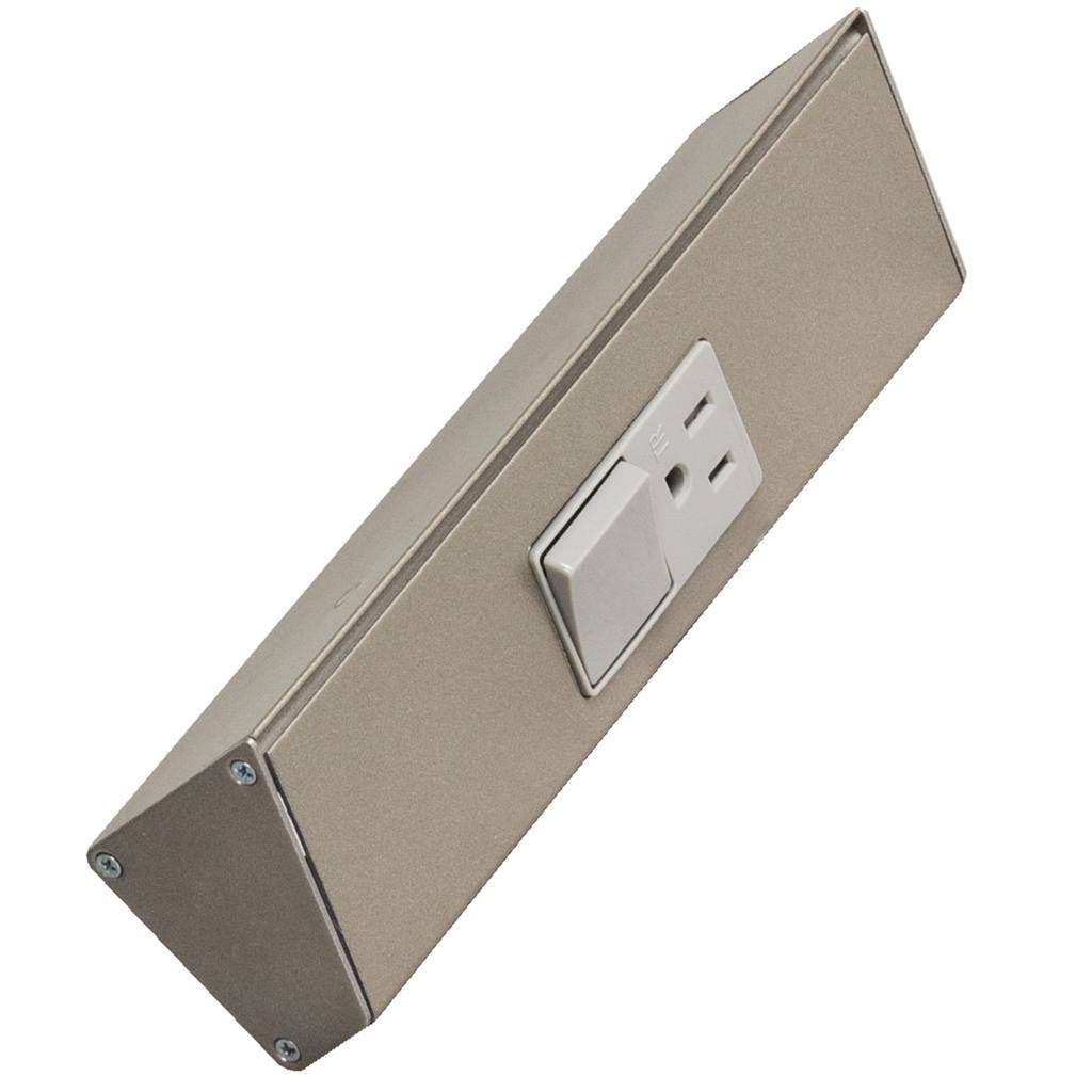 9" 20 amp 120 volt Satin Nickel Single Pole Switch/Receptacle Combination Power Strip 1