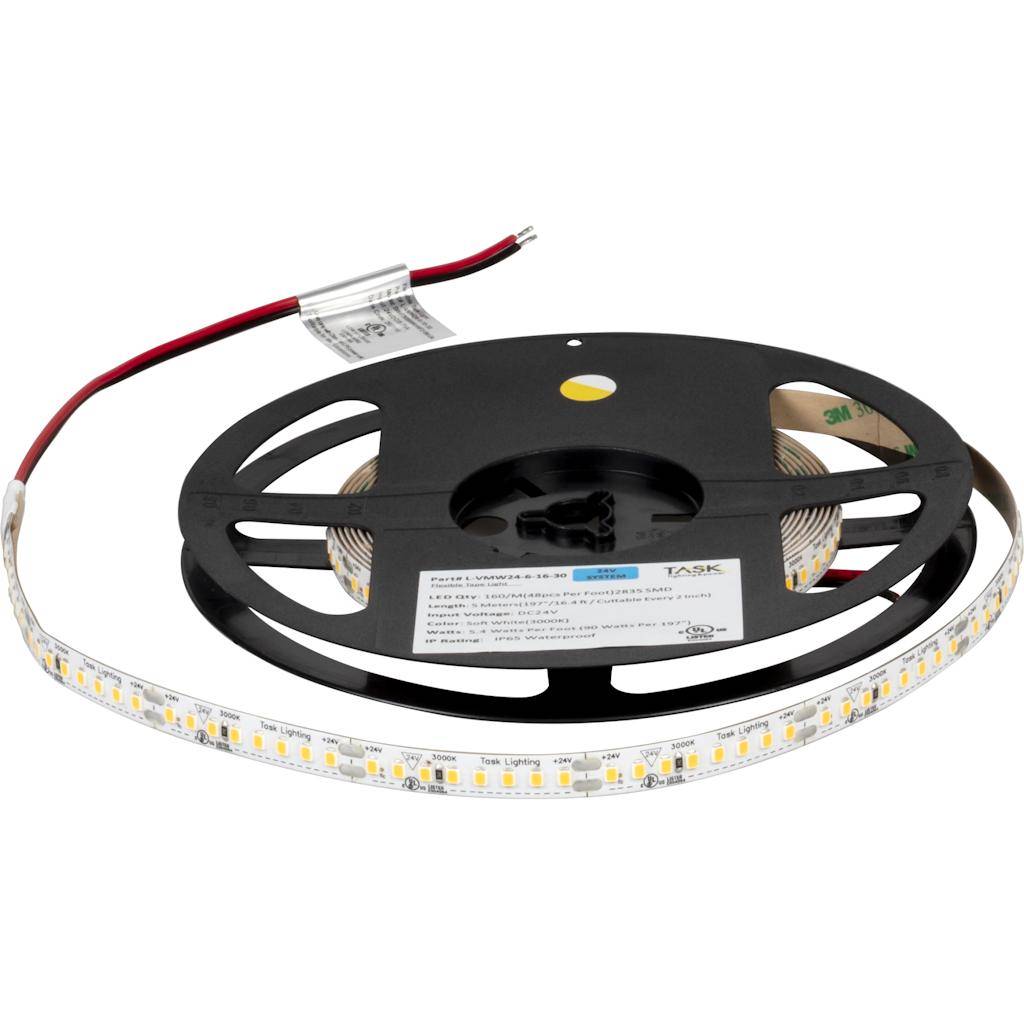 16' 24 volt Cool White Waterproof Coated Tape Light 1
