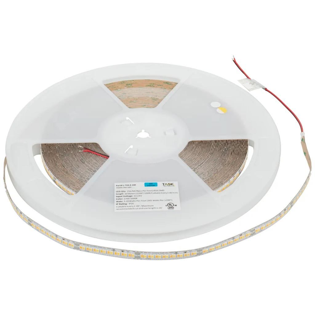 100' 24 volt 2,700K-5,000K CCT Selectable Waterproof Coated Tape Light 1