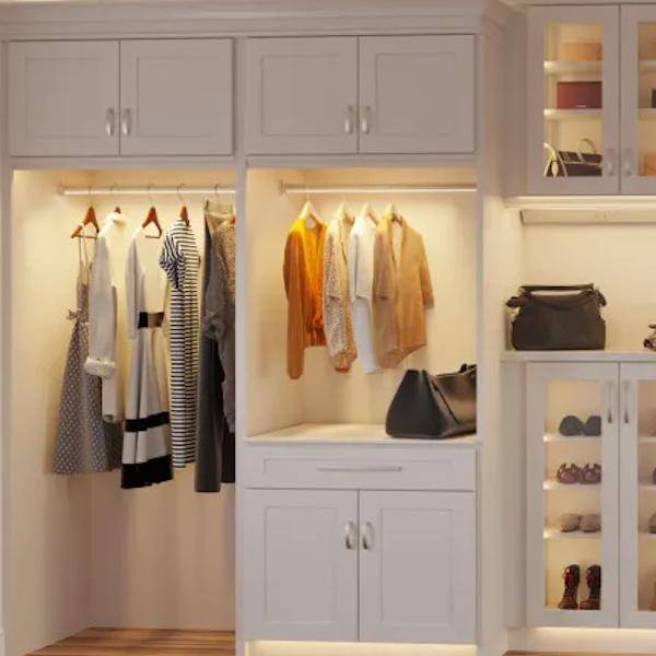 54" Satin Nickel 3000K Frosted LED Lighted Closet Rod 6