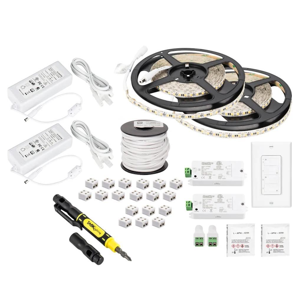 32' 12 volt 4000K Cool White Duo Wireless Controller Dimmable Tape Light Kit 1