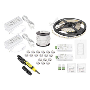 16' 12 volt 4000K Cool White Duo Wireless Controller Dimmable Tape Light Kit 1