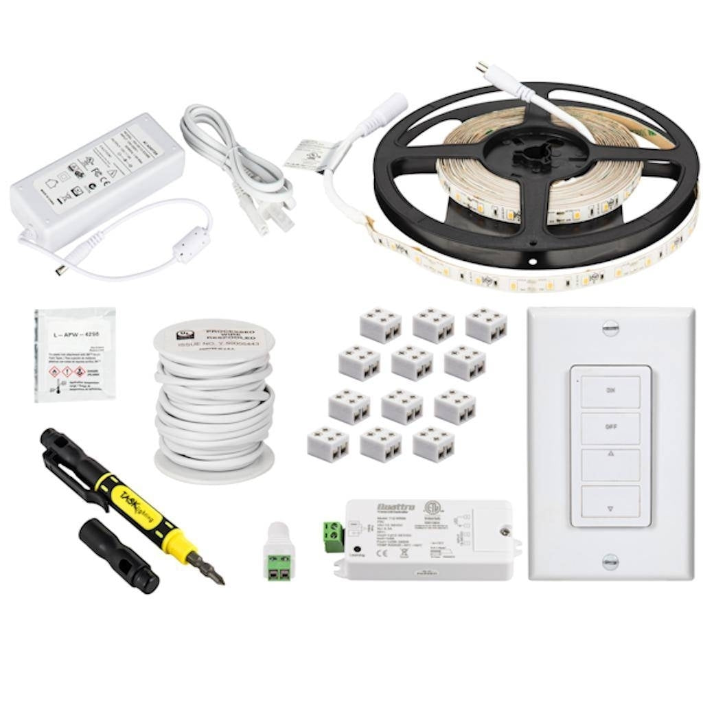 16' 12 volt 4000K Cool White Dimmable Tape Light Kit 1