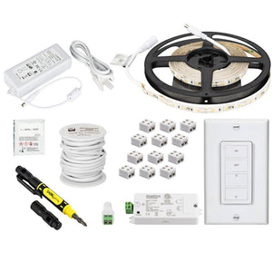 16' 12 volt 4000K Cool White Dimmable Tape Light Kit 1