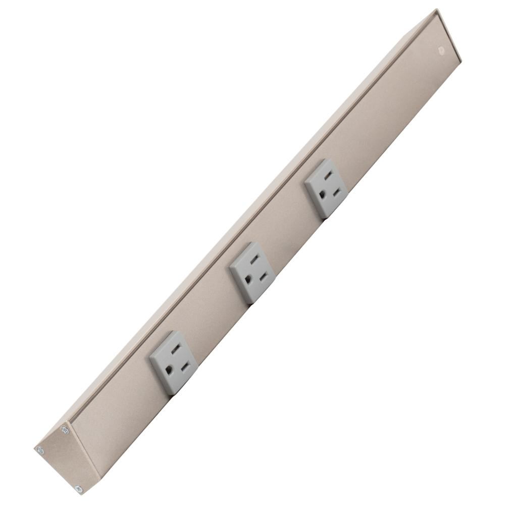 18" 15 amp 120 volt Satin Nickel Under Cabinet Power Strip 1