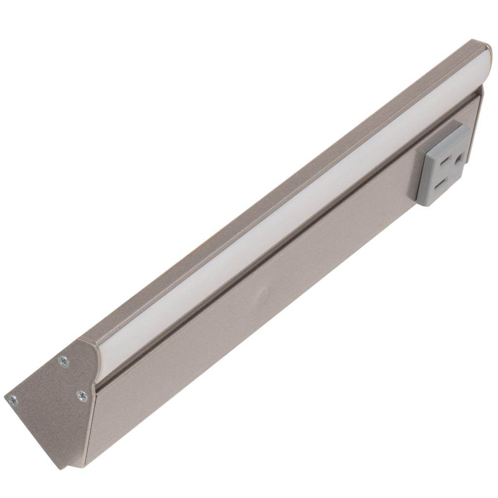 10.5" 3 watt 120 volt Natural White Satin Nickel Remote Power Series LED Lighted Power Strip 1