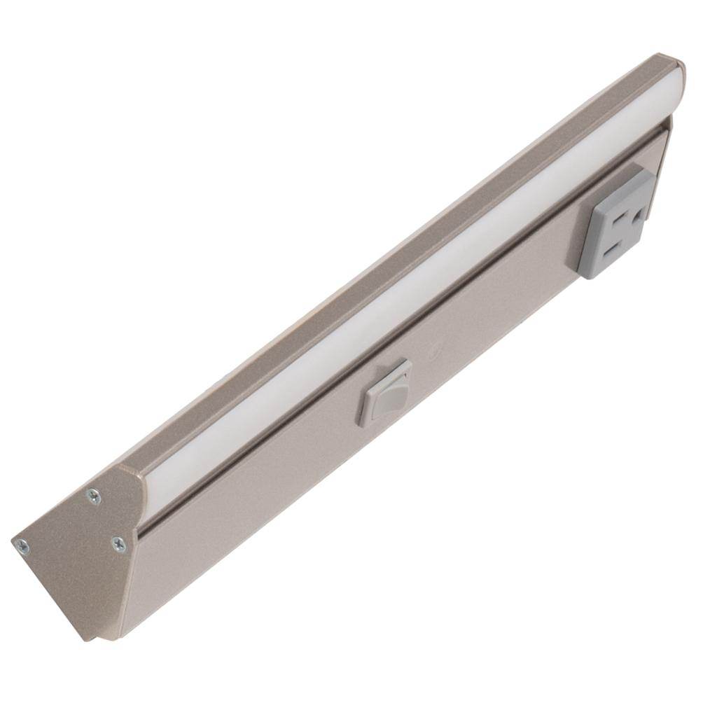 10.5" 2 watt 120 volt Daylight Satin Nickel LED Lighted Power Strip 1