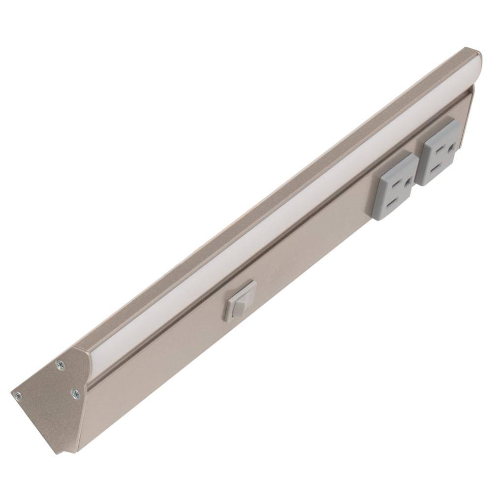 12.5" 4 watt 120 volt Cool White Satin Nickel LED Lighted Power Strip 1