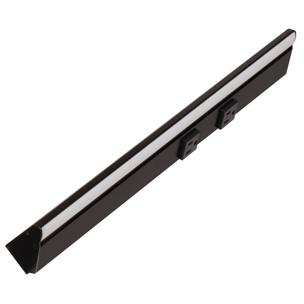 18.5" 9 watt 120 volt Warm White Black Remote Power Series LED Lighted Power Strip 1