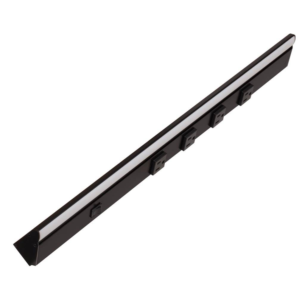 24.5" 8 watt 120 volt Daylight Black LED Lighted Power Strip 1