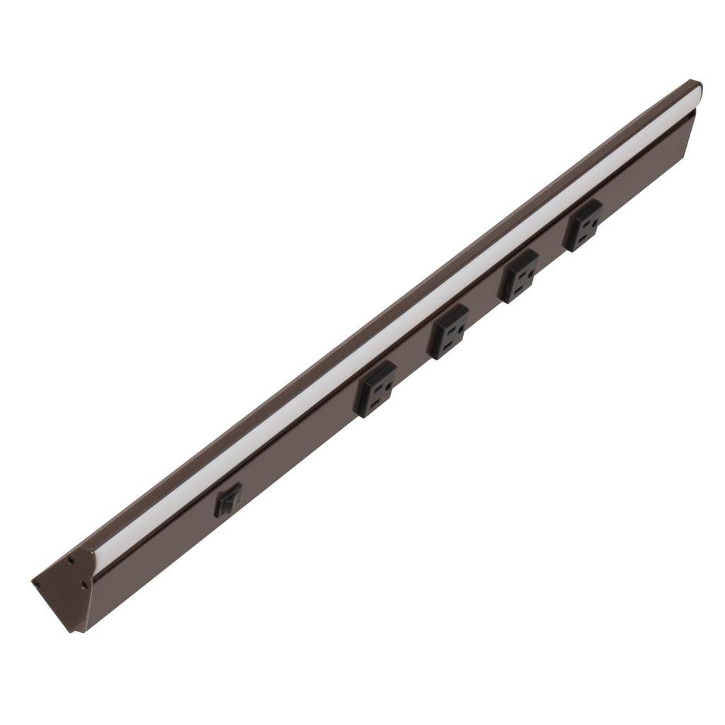 24.5" 8 watt 120 volt Daylight Bronze LED Lighted Power Strip 1