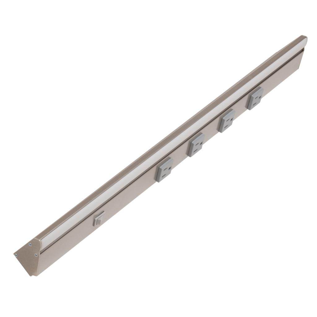 24.5" 8 watt 120 volt Daylight Satin Nickel LED Lighted Power Strip 1
