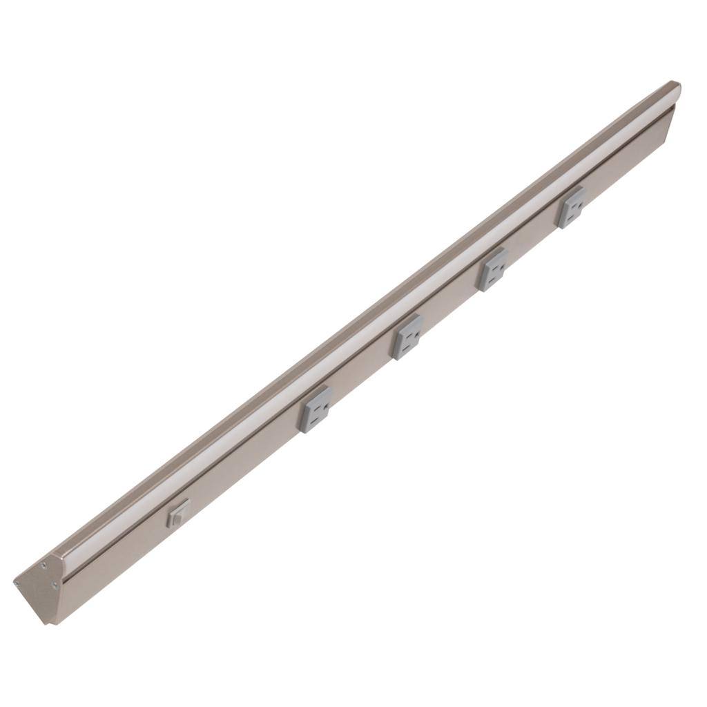 30.5" 10 watt 120 volt Daylight Satin Nickel LED Lighted Power Strip 1