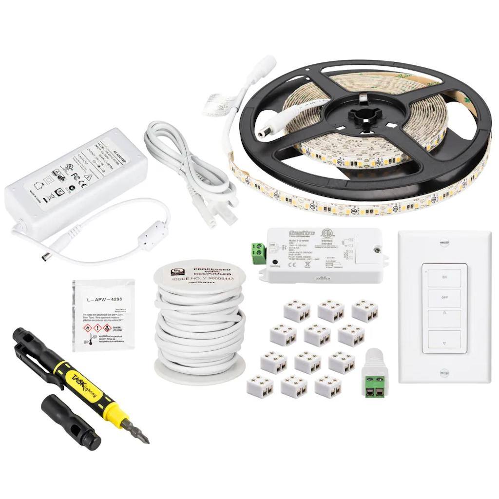 16' 12 volt 4000K Cool White Dimmable Tape Light Kit (5 Pack) 1