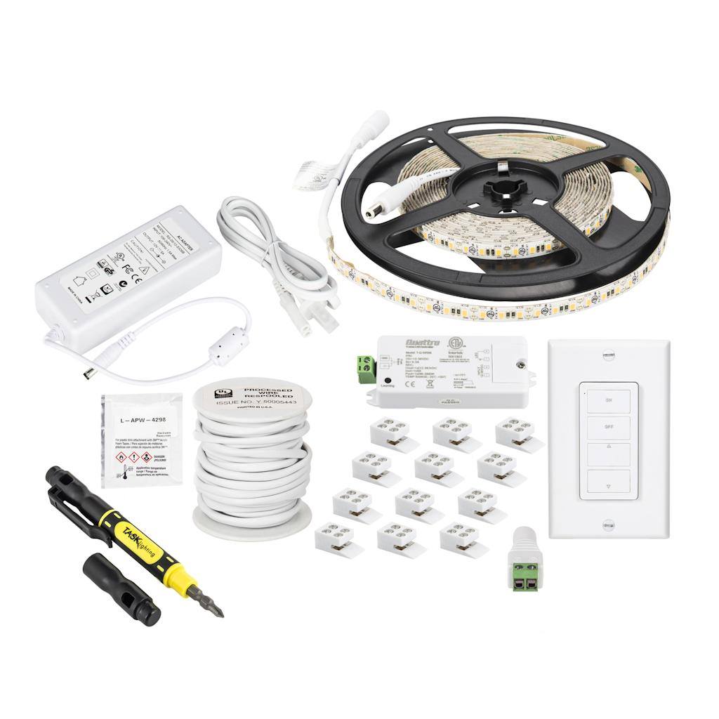 16' 12 volt 4000K Cool White Dimmable Tape Light Kit 1