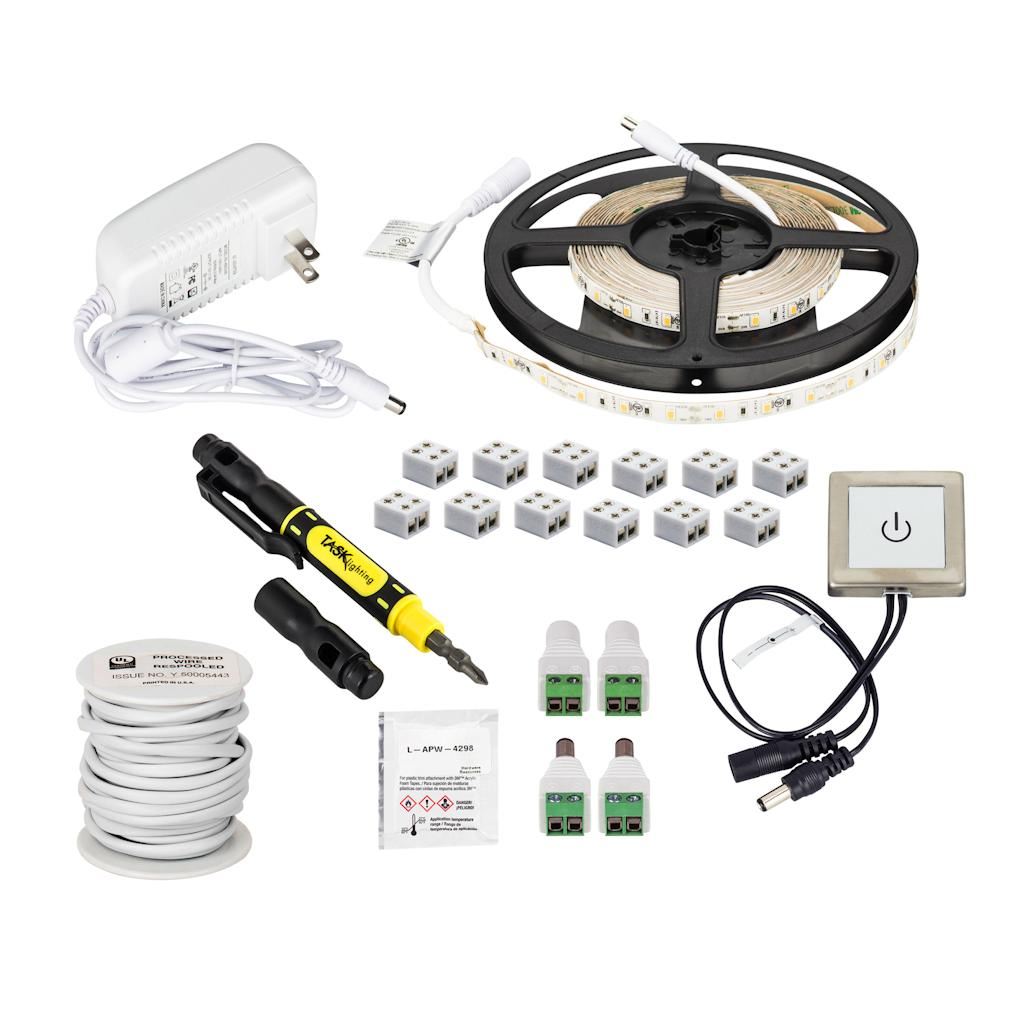 16' 12 volt Natural White Dimmer Switch Plug-in Tape Light Kit (5 Pack) 1