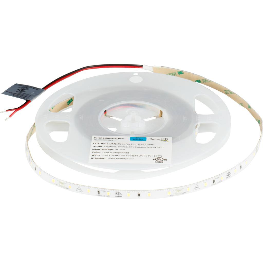 16' 24 volt Warm White Accent Waterproof Coated Tape Light 1
