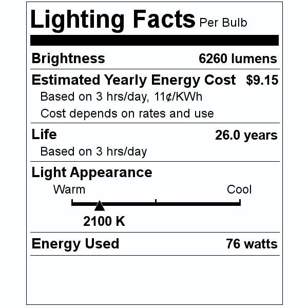 76 watt 90 volt B70 European Medium Screw Base 2100K Warm White Coated Sodium 2
