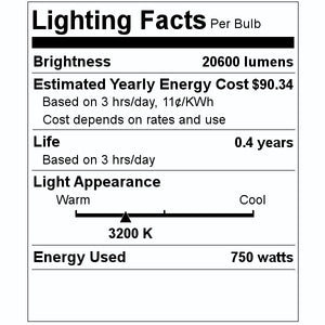750 watt 120 volt T4 Recessed Single Contact Base 3200K Natural White #EJG 2