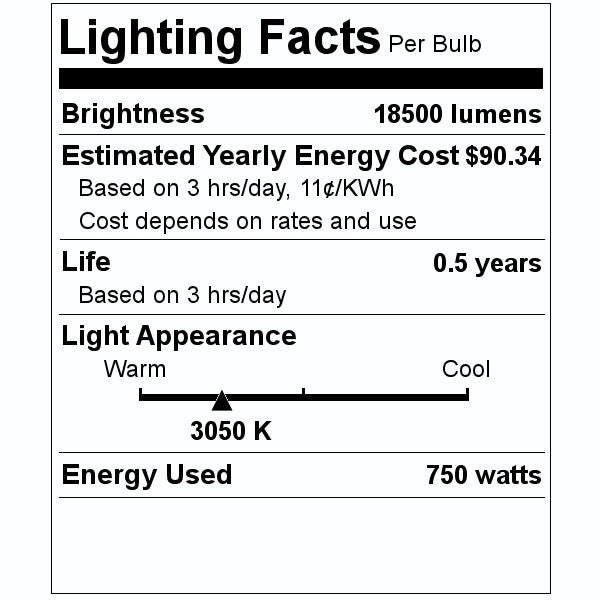 750 watt 120 volt T4 Miniature Candelabra Screw Base 3050K Natural White #EYT 2