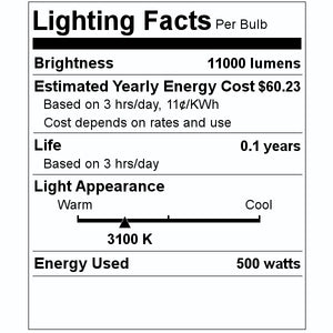 500 watt 120 volt T4 Recessed Single Contact Base 3100K Natural White #GDA 2