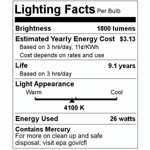 26 watt 105 volt T4 4-Pin Base 4100K Cool White CFL 2