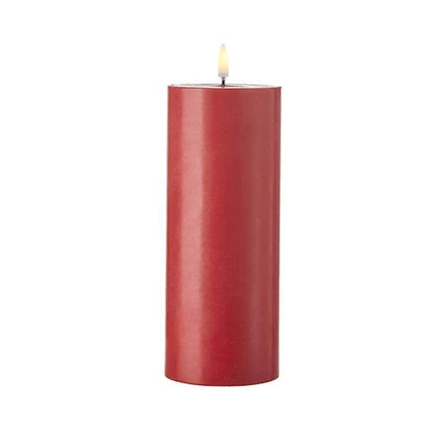 9" Rustic Red LED Pillar Wax Candle 1