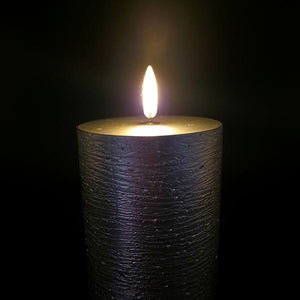 4" Rustic Silver LED Pillar Wax Candle 2
