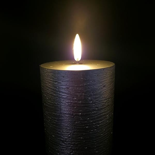 4" Rustic Silver LED Pillar Wax Candle 2