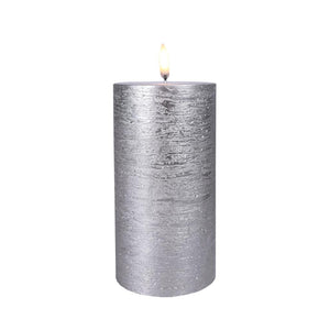 6" Rustic Silver LED Pillar Wax Candle 1