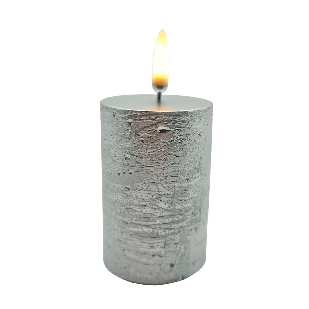 3" Rustic Silver LED Votive Wax Candle 1