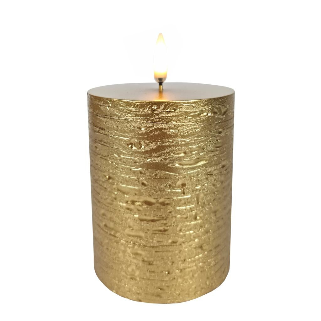 4" Rustic Gold LED Pillar Wax Candle 1