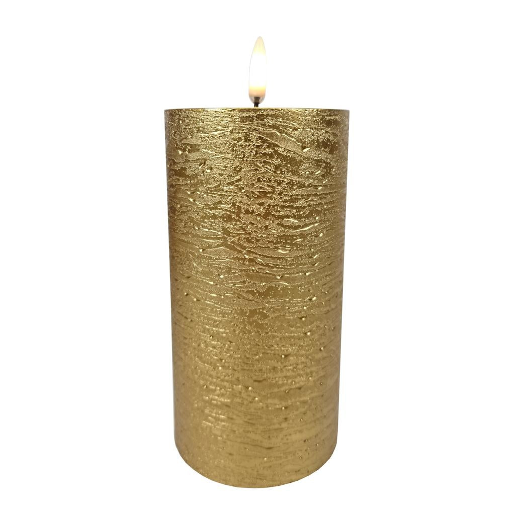 6" Rustic Gold LED Pillar Wax Candle 1