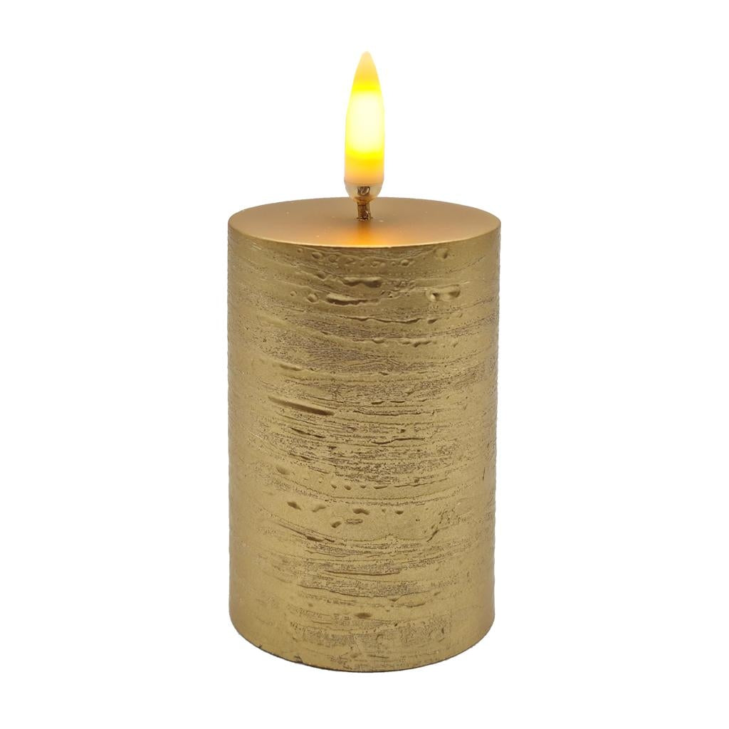 3" Rustic Gold LED Votive Wax Candle 1