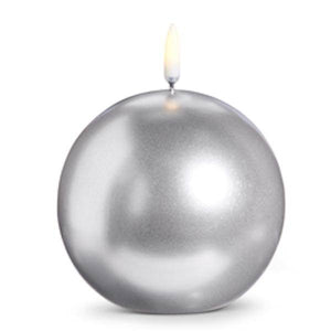 4" Rustic Silver LED Round Wax Candle 1