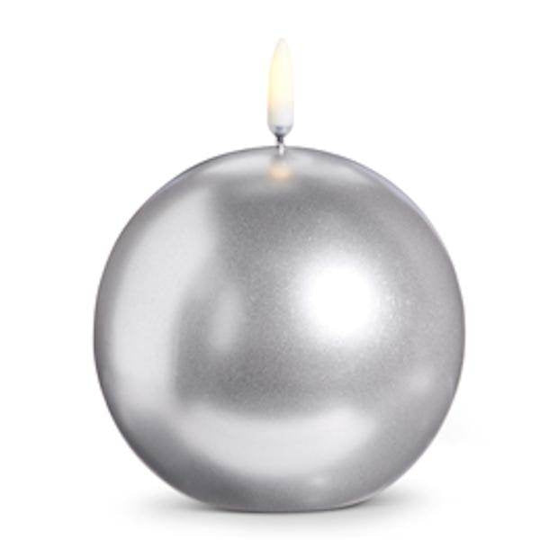 4" Rustic Silver LED Round Wax Candle 1