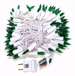 100 Light 46' White Wire Green Miniature String with 5.5" Spacing 2