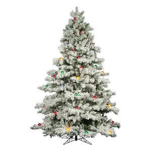 12' x 92" Artificial Flocked Alaskan Pine 1800 Multi-Color DuraLit Miniature Lights and 120 Multi-Color G50 Lights 1