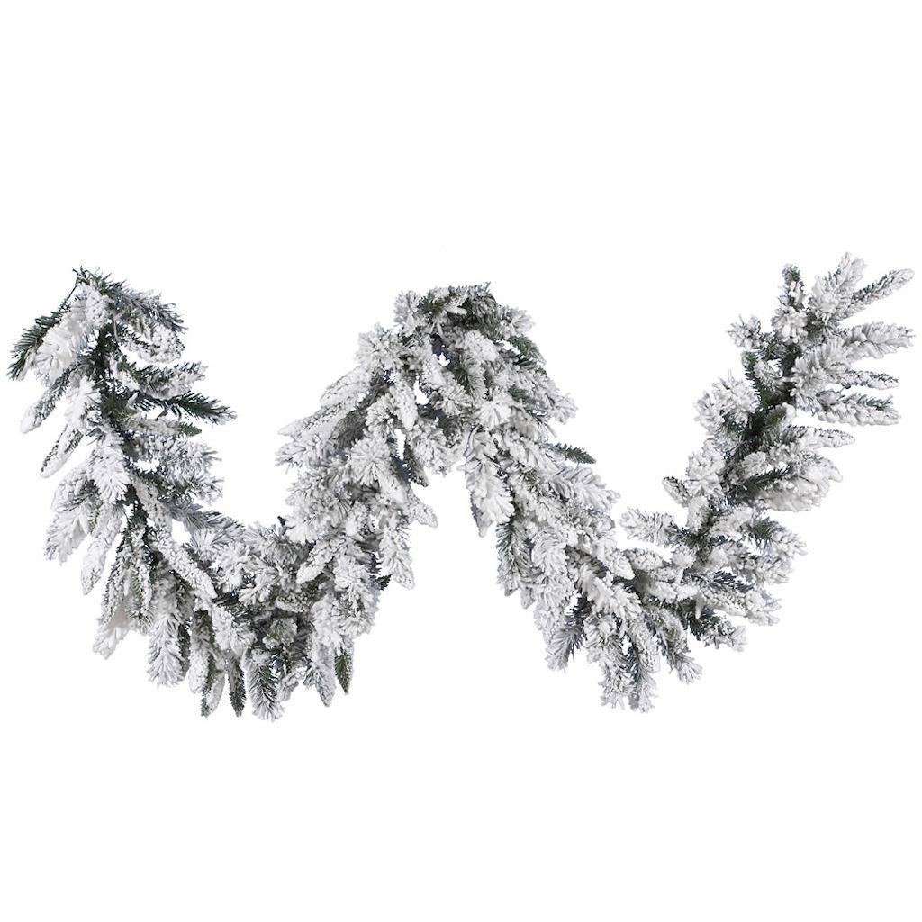 9' x 12" Artificial Flocked Alaskan Pine Garland 1